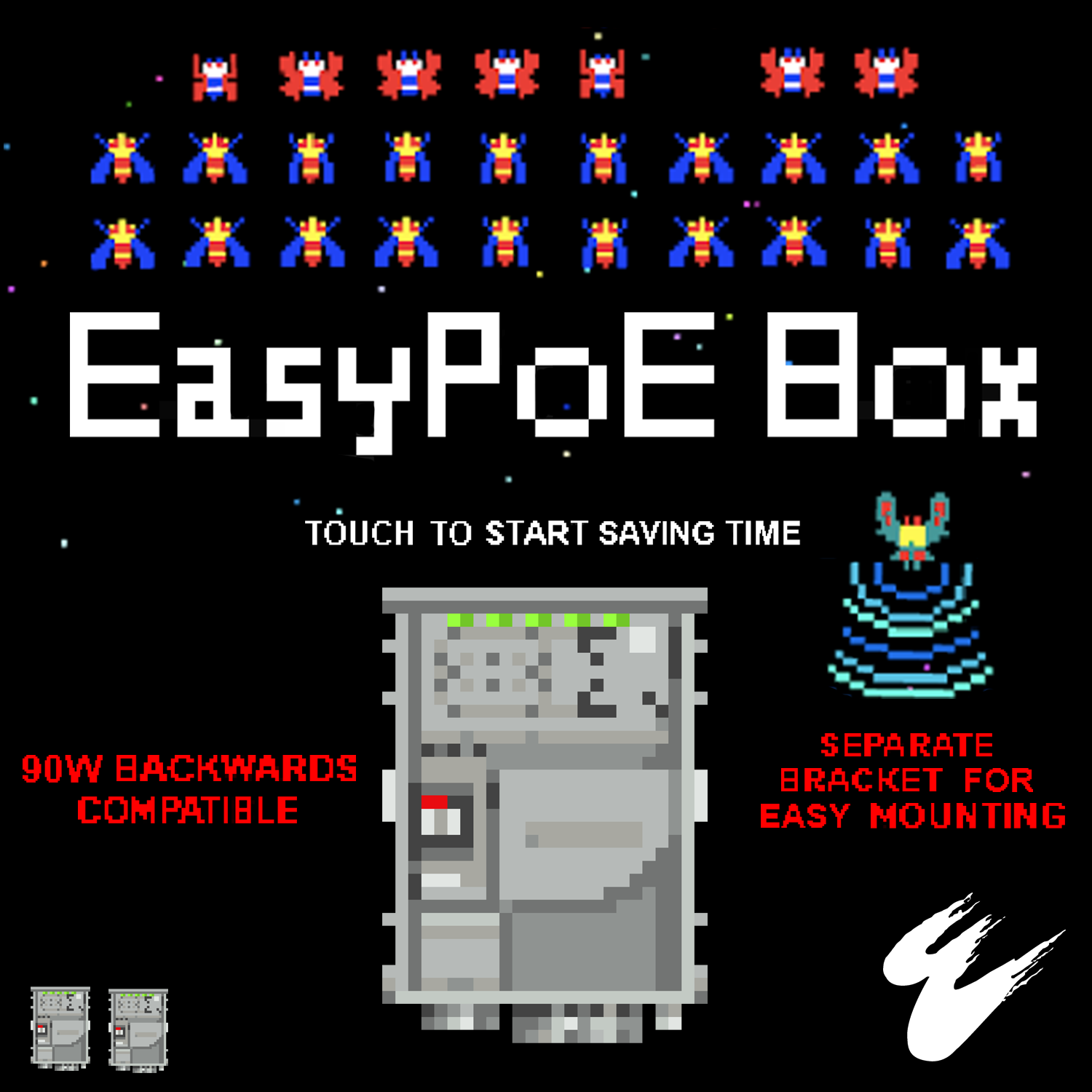 Galaga-style power box graphic